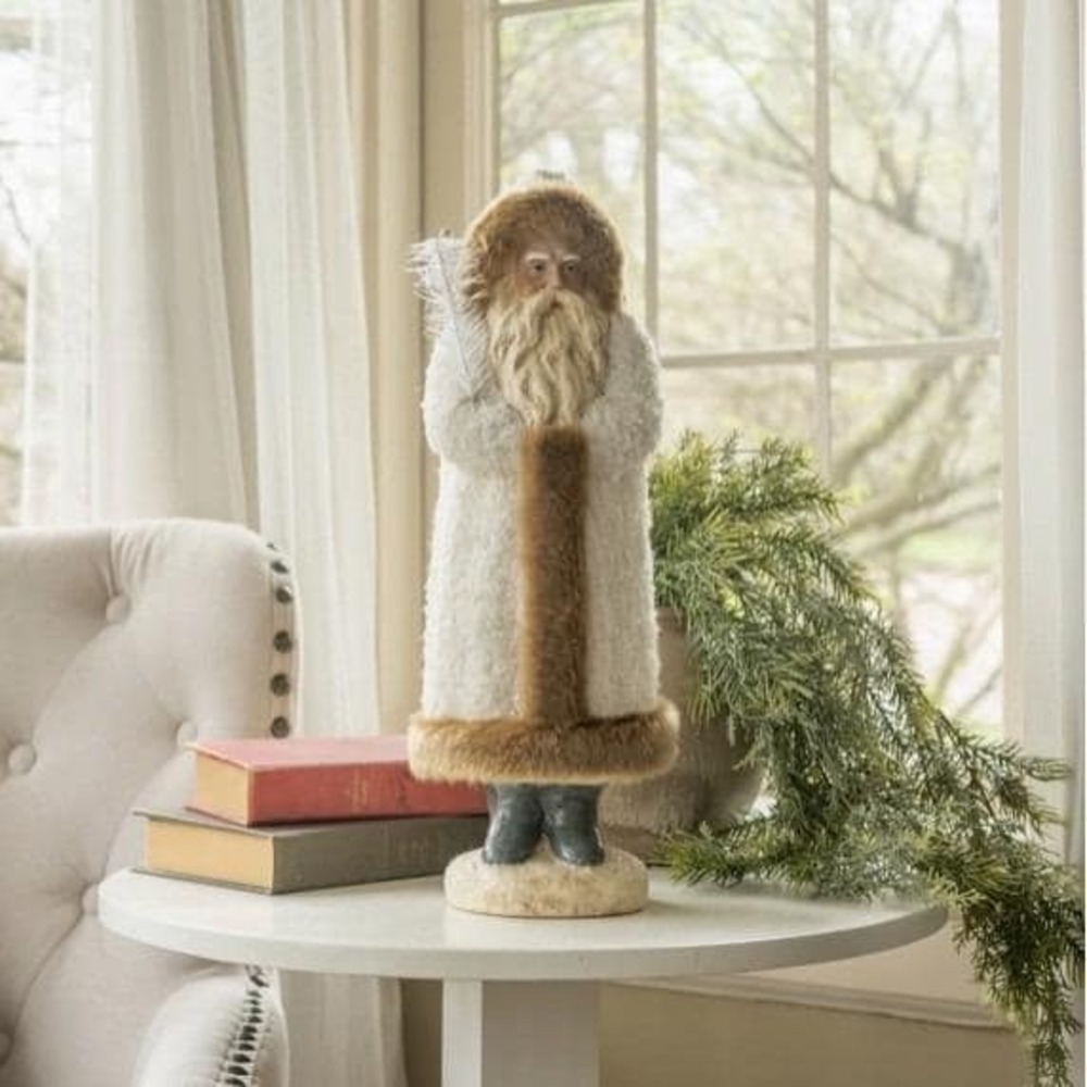 Ragon House Christmas 17.25" Furry‎ White Belsnickle Santa Figurine NEW